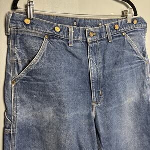Vintage 90’s Carhartt Work Pants Men’s 38x31 Jeans SuspendersBlue WU0008 USA